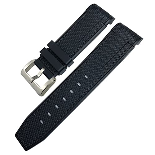 BANDKIT Uhrenarmband aus Fluorkautschuk, wasserdicht, passend für Blancpain 5000 5015 Fifty Fathoms Citizen, 22 mm, 23 mm, Schwarz / Weiß / Rot, 22 mm, Achat