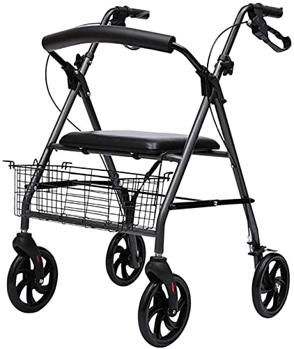 Rollator für ältere Menschen, Aluminium, faltbar, Gehhilfe, Rollator, Einkaufswagen, Trolley mit Sitz und Handbremse, schmales Gehen, Sehnsucht nach vorne