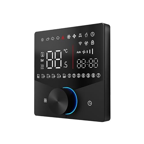 MincoHome Smart Knob Thermostat for Underfloor Electric Heating/Gas Boilers, Remote Voice Control Programmable WiFi Temperature Controller with Adjusting Wheel (Schwarz Gaskessel)