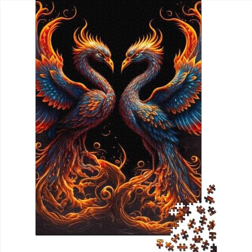 Feuer-Phönix-Puzzle aus Holz, Puzzle für Erwachsene und Jugendliche, 1000 Teile, Puzzle für Erwachsene, Puzzle zum Stressabbau, schwierige Herausforderung, 75 x 50 cm