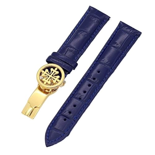 NEYENS Uhrenarmband aus echtem Leder, 19 mm, 20 mm, 22 mm, Uhrenarmband für Patek Philippe Wath Armbänder mit Edelstahl-Faltschließe, für Herren und Damen, 22 mm, Achat