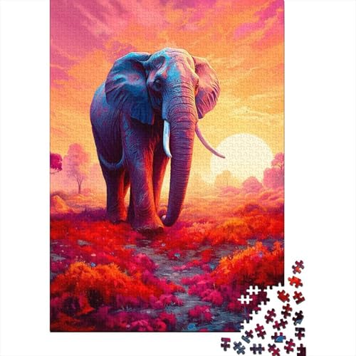 1000-teiliges Puzzle für Erwachsene, Fantasie-Elefant, Holzpuzzle, Puzzle für Erwachsene und Teenager, pädagogisches Spielzeug zum Stressabbau (Größe 75x50cm)