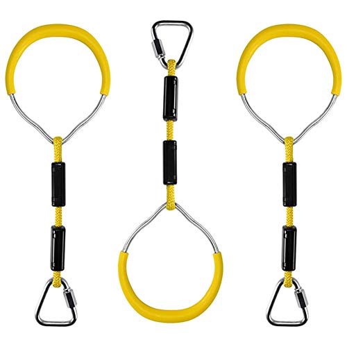 BFVAKBKYT Gymnastik Ringe,Suspension Trainer System, Kinder Farbringe Outdoor Sport Aerial Klettern Ninja Anzug Park Picknick Spielzeug Kinder Geburtstag Geschenke Sommer Spielen Requisiten(Yellow)