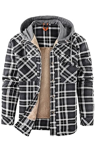 Mr.Stream Herren Thermohemd Flanellhemd Winterjacke Fleecefutter schützendem Innenfutter Holzfällerhemd Arbeitshemd Hoody Large Grey