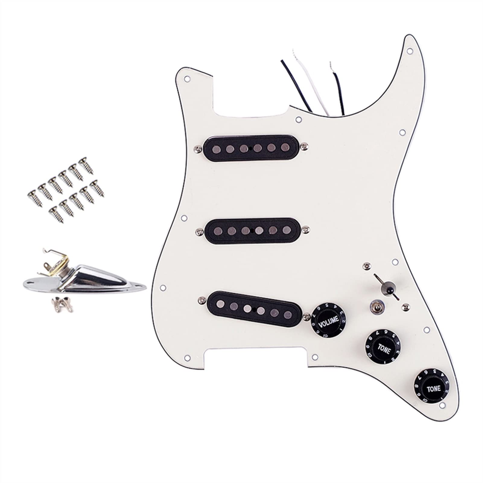 ALFAAL Geladenes Gitarren-Pickguard Einzelne Spulen-E-Gitarren-Pickguard- Pickups Geladene Vorgeführte 11- Loch SSS. Pickups Set Scratchplate Board E-Gitarren-Teilen