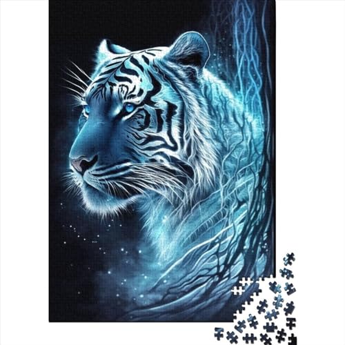 Schwieriges, anspruchsvolles Puzzle, 1000 Teile, Tiger-Puzzle aus Holz für Erwachsene, Puzzle-Spielzeug als Geschenk für die ganze Familie und die (Größe 29,53 x 19,69 Zoll)