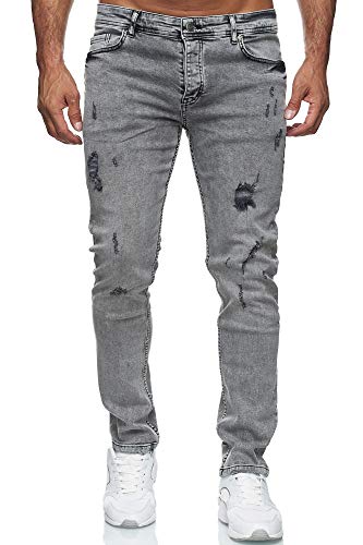 Reslad Jeans Herren Destroyed Look Slim Fit Denim Strech Jeans-Hose RS-2062 (W33 / L32, Grau (2090))