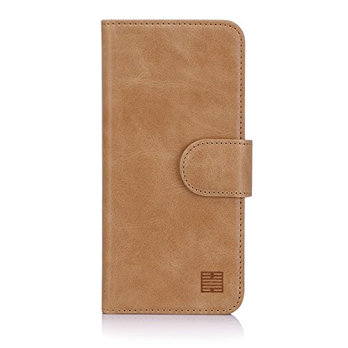 32nd Premium Series - Leder Mappen Hülle Case Flip Cover für Samsung Galaxy S9 Plus, Entwurf gemacht Mit Kartensteckplatz, Magnetverschluss und Standfuß - Camel