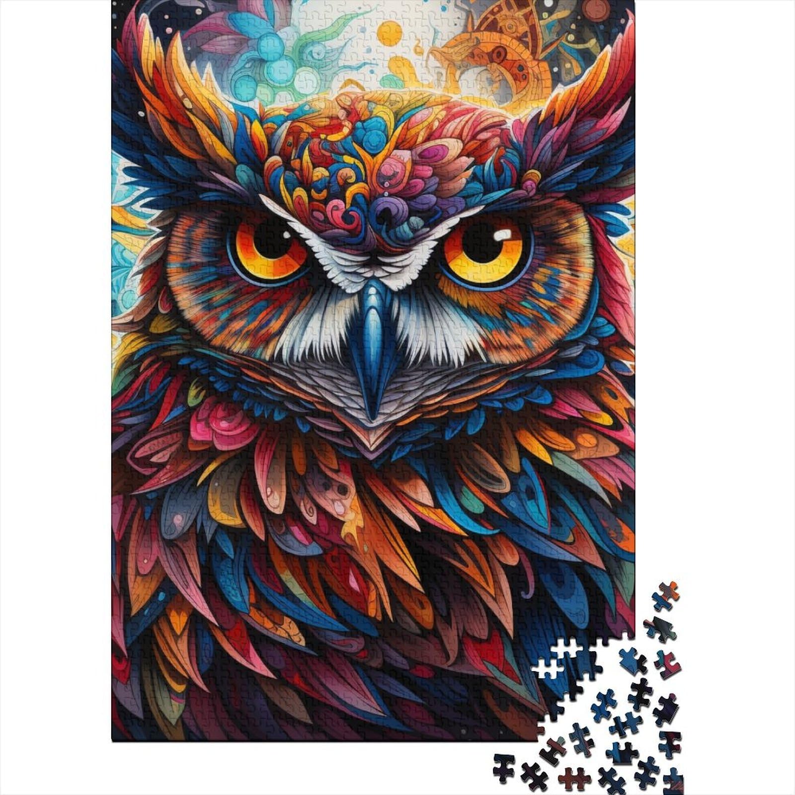 Fantasy Art Eulen-Puzzles, Puzzles für Erwachsene und Teenager, Kunst-Puzzles für Erwachsene, 1000 Teile, Holzpuzzles für Erwachsene und Teenager 29,53x19,69 Zoll