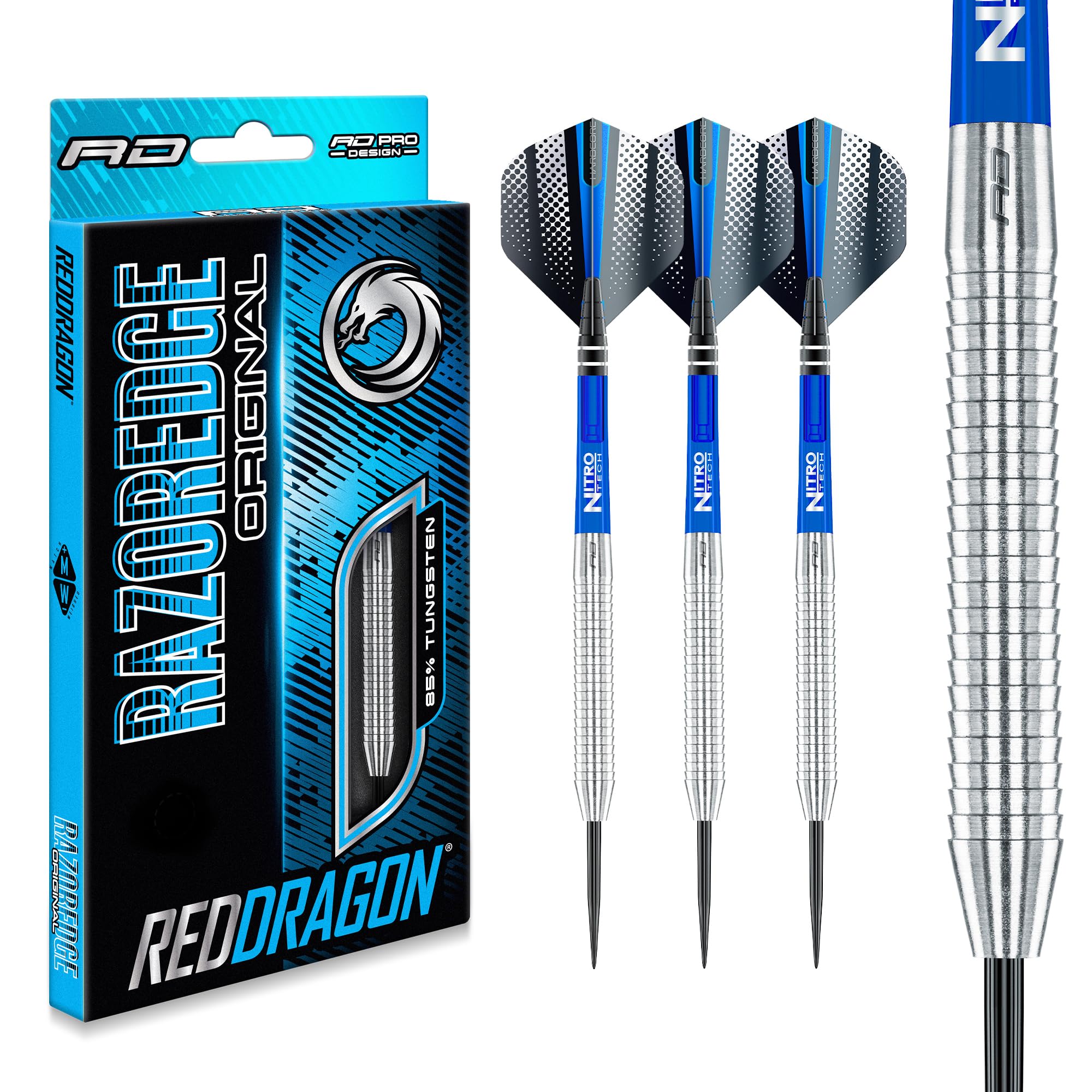 RED DRAGON Razor Edge Original 24 Gramm Dartpfeile Tungsten Profi Steel Darts mit Flights und Schäfte