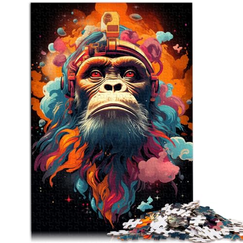 Spielzeug-Puzzle, farbenfroher Psychedelischer Orang-Utan, 1000-teiliges Puzzle, Holzpuzzle, lustige Aktivitäten zu Hause, Geburtstagsgeschenk, Reisegeschenke, 1000 Teile (50 x 75 cm)