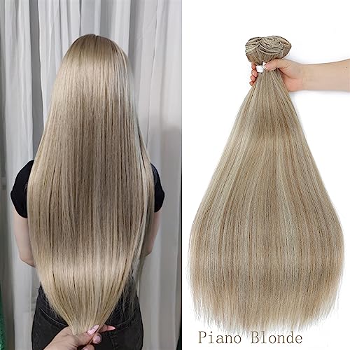 Human Hair Bundles Synthetische Haarbündel, blondes glattes Haar, glatte Haarverlängerungen, Kunstfasern, synthetische Yaki-Haarweberei human hair weave(Size:65cm-26inches)