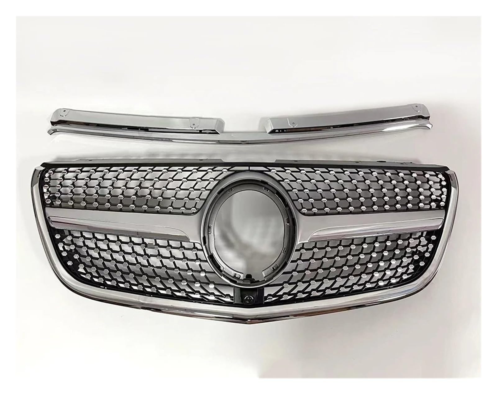 Frontgrills Für Benz W447 Vito 2015-2023 GT GTR Diamant Stil Front Stoßstange Kühlergrill Einlass Mesh Grill Gitter Styling Tuning Front Bumper Grille(2020-2023 DM Silvery)