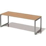 BISLEY Cito Schreibtisch, 740 mm höhenfixes O-Gestell, Metall, Bc355 Dekor Buche, Gestell Silber, 80 x 220 x 85 cm