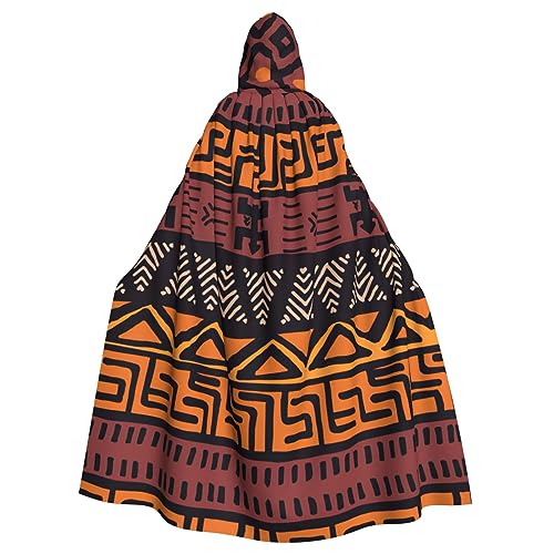 YQxwJL Langer Umhang mit afrikanischem Schlammstoff, Tribal-Druck, Unisex, mit Kapuze, Halloween, Weihnachten, Kostüme, Party-Umhang