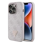 CG MOBILE Guess PU Leder Hülle mit 4G Triangle Strass & Triangle Logo für iPhone 15 Pro Rosa