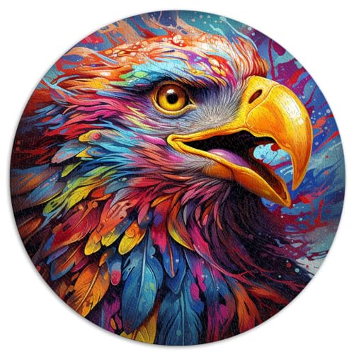 Puzzle für Psychedelic Eagle Color Art Puzzles für Erwachsene 1000 Teile 26,5 x 26,5 Zoll Einfache Puzzles Staycation Zeit totschlagen