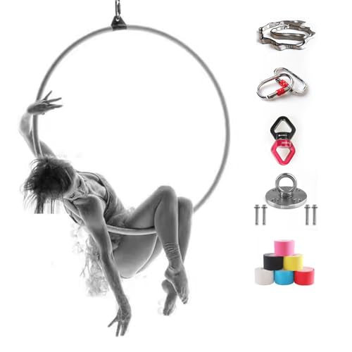 ROGHA Aerial Hoop Set, Hängende Aerial Yoga Ring Ausrüstung, Zirkus Hoop, Edelstahl Hoop Kit, Für Yoga Fitness & Gewichtsabnahme,90cm-2.5cm