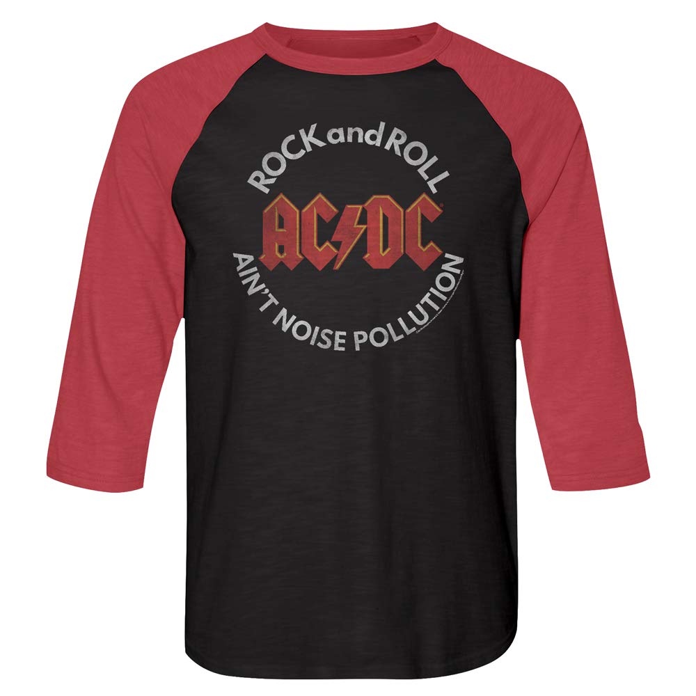 ACDC Hard Rock Band Rock and Roll Ain't Noise Pollution Image Adult 3/4 Sleeve Raglan Shirt Graphic Tee, Mehrfarbig, Mittel