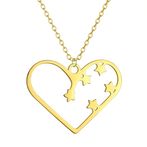 XIPIEIO Personalisierte vielseitige Halskette für Herren, goldene Schlüsselbeinkette für Frauen, kreativer Stern-Liebes-Herz-Anhänger, Choker, Vintage-Schmuck, Damengeschenke, modische Geschenke