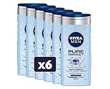 NIVEA MEN Pure Impact Dusch-Shampoo im 6er Pack (6 x 250 ml) Männer Badeschaum für Körper, Gesicht und Haare, Duschgel und Shampoo für Herren mit Minzextrakten