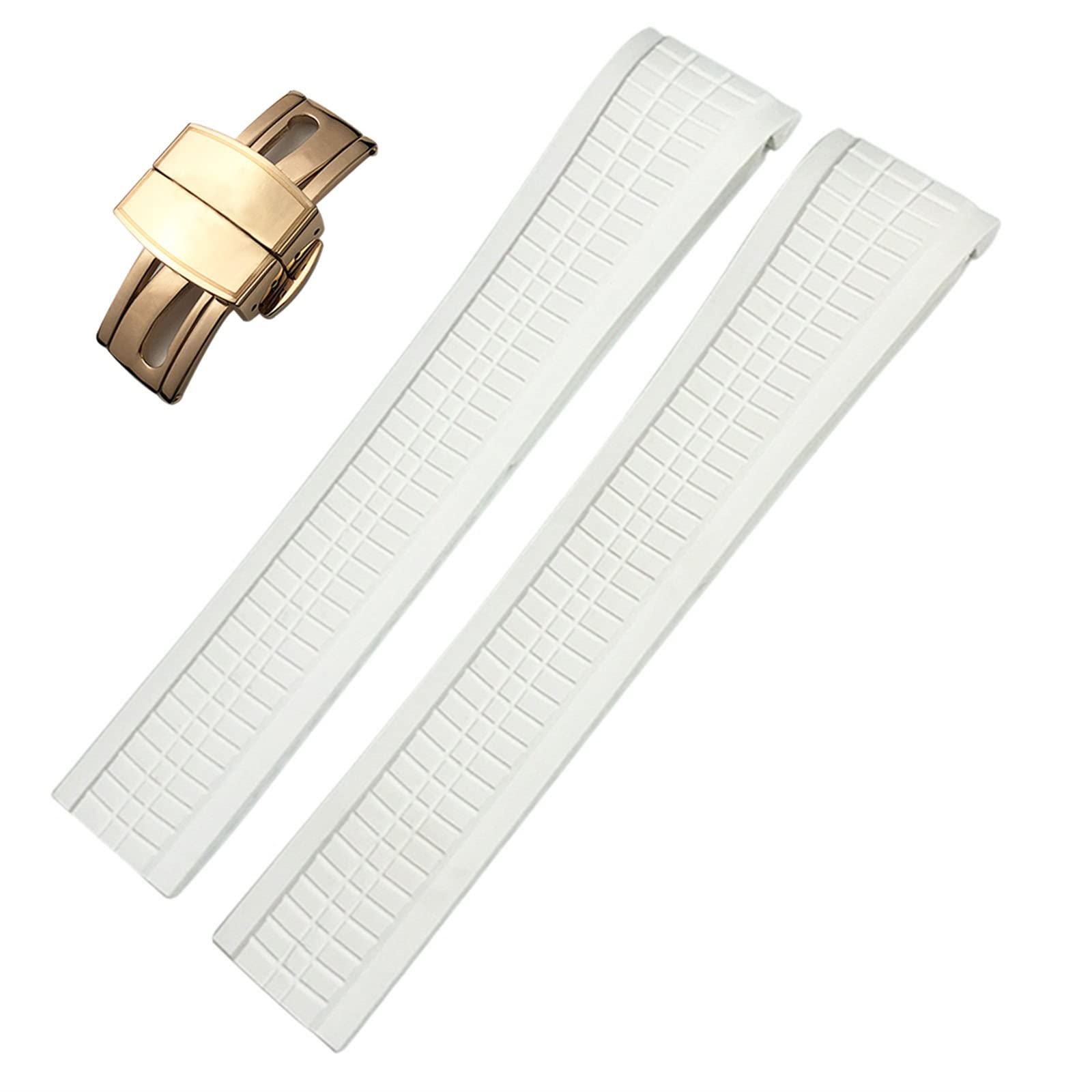 BANDKIT 21 mm buntes fluoröses Gummi-Uhrenarmband für Patek 5164A 5167A Aquanaut Philippe Serie Schmetterlingsschnalle Silikon-Uhrenarmband, Gold Buckle, Achat