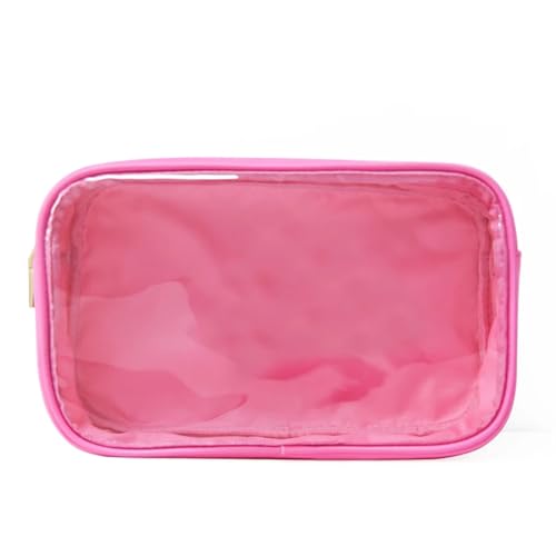 Transparenter Kulturbeutel Durchsichtiger Reise-Aufbewahrungs-Organizer, Make-up-Kosmetiktasche, transparenter, wasserdichter Kulturbeutel(Color:Hot pink,Size:S)