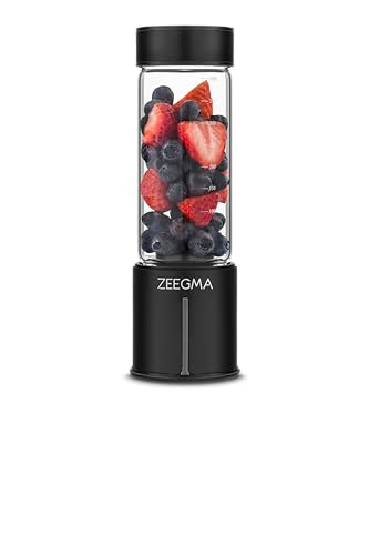 ZEEGMA Vitamine GO Tragbarer Mixer für Cocktails und Smoothies 300W, Personal Blender, Mini-Mixer 450ml mit 6 Klingen, 2 Geschwindigkeiten Akku 5000 maH, 25 Anwendungen pro Ladung