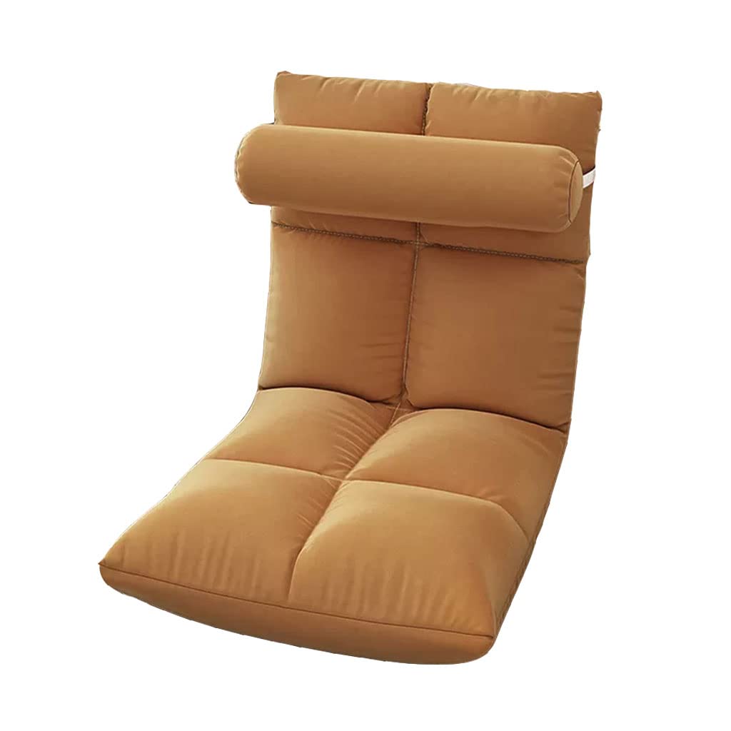 BFVAKBKYT Klappsofa Stuhl, Klappbarer Bodenstuhl mit Kissen, 5 Positionen verstellbar, Stuhlbett, Einzelbodensitzplatz for Fernsehen, Spielen, Lesen, Schlafen(Orange)