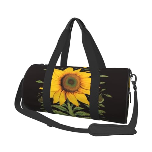 Robuste Reisetasche mit gelben Blumen und Schmetterlingen, geräumige und stilvolle Tasche für alle Ihre Reisebedürfnisse, Unkraut mit Sonnenblume, Einheitsgröße