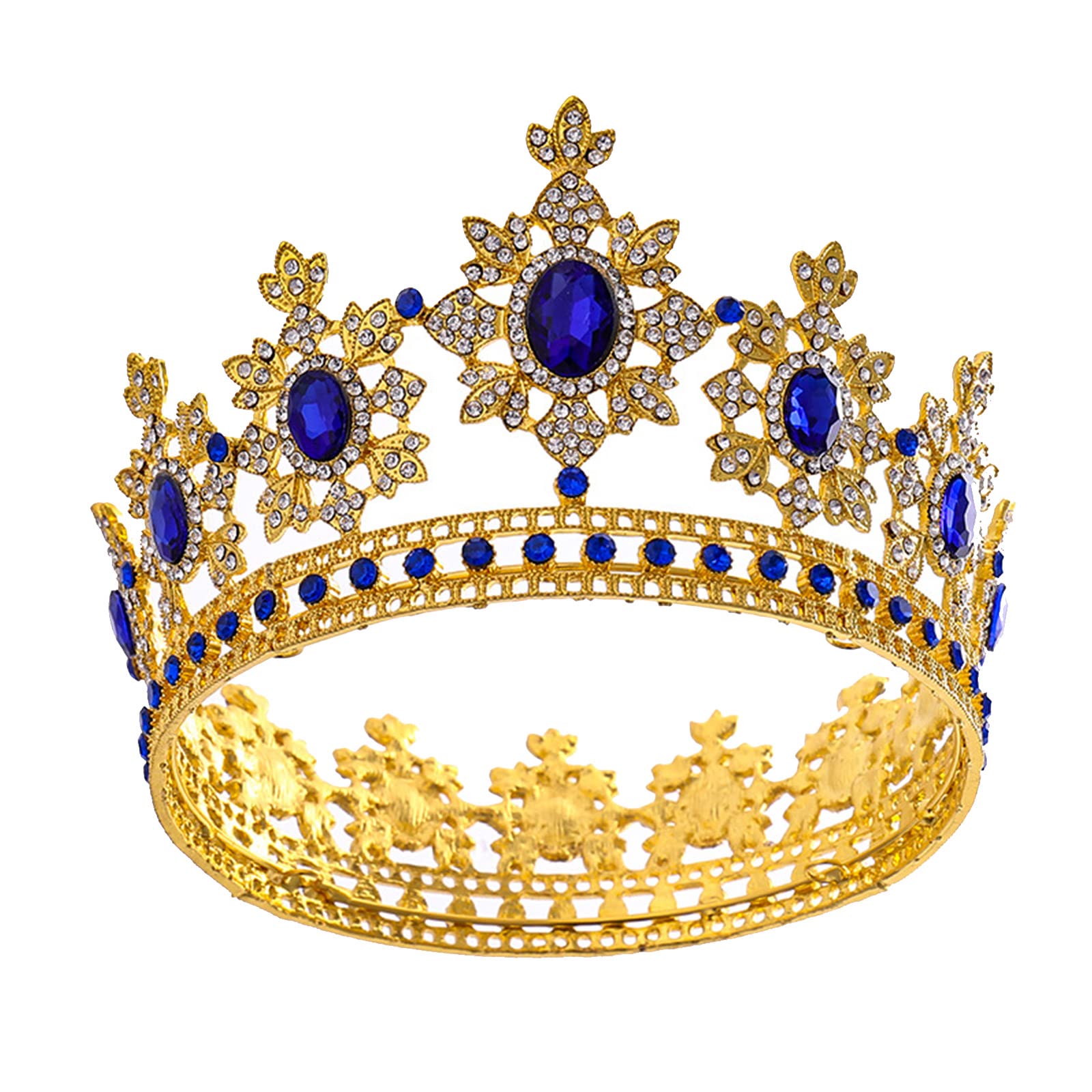 King Crowns Gold Tiaras Rund Abschlussball Hochzeit Haarschmuck Stirnband