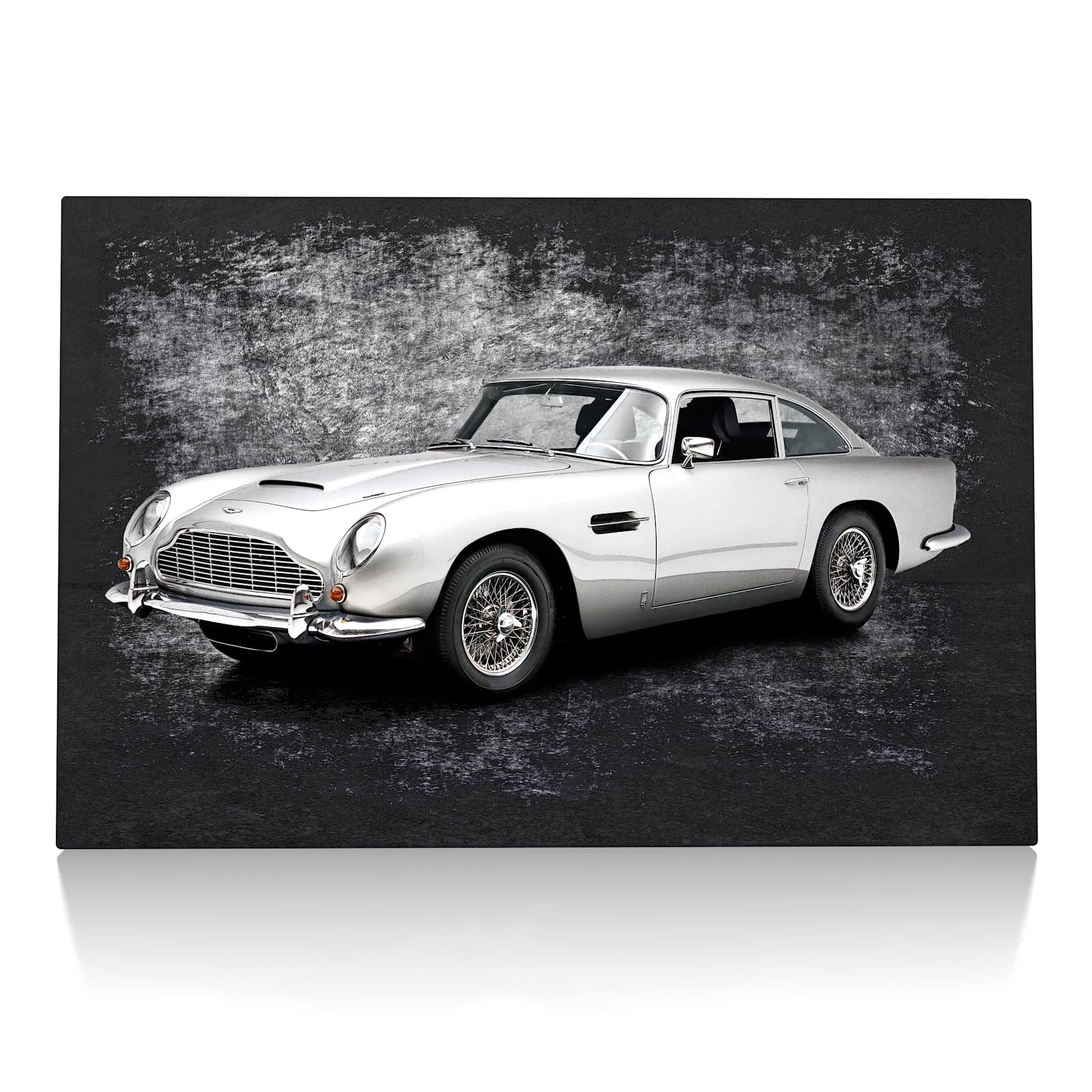 CanvasArts Aston Martin DB5 - Leinwand Bild - James Bond Oldtimer Leinwandbild Wandbild Modern Grunge 007 (100 x 70 cm, Leinwand auf Keilrahmen)