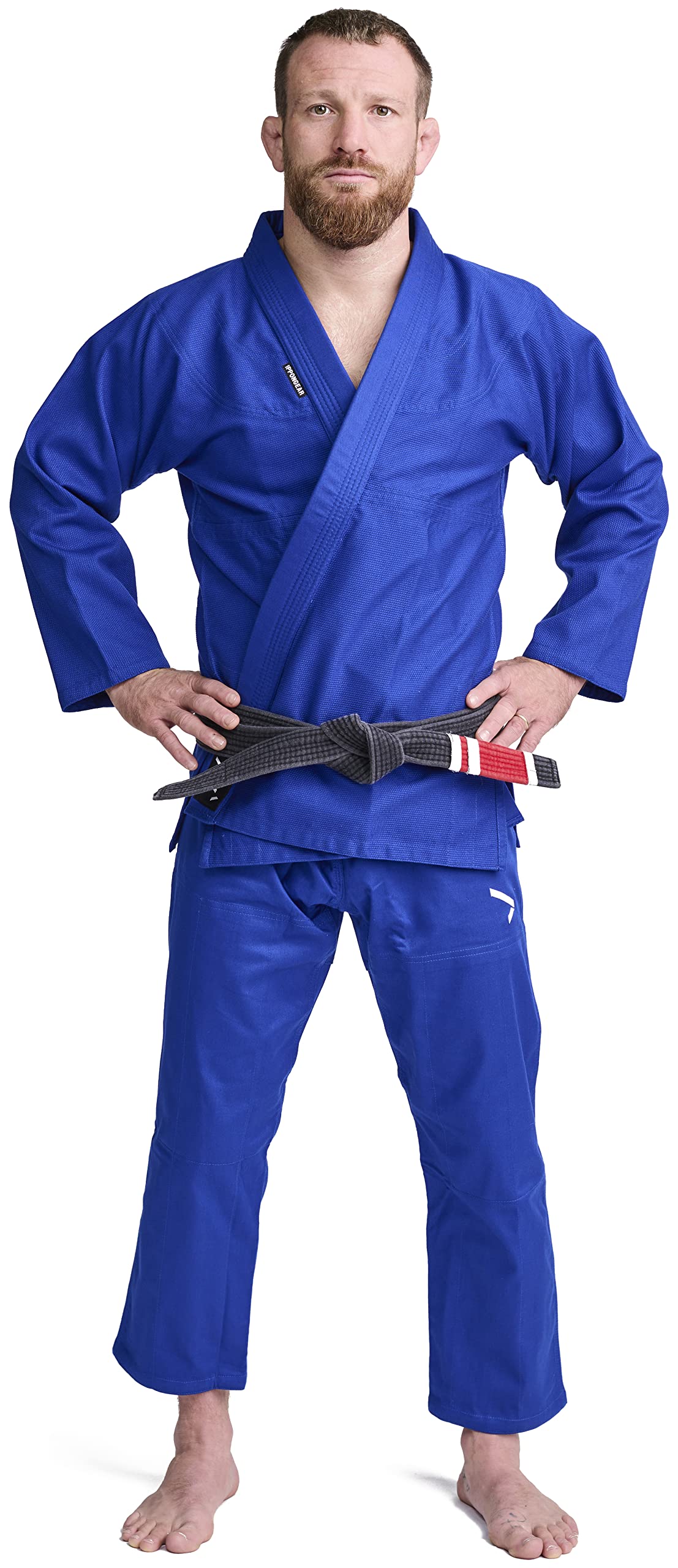 Ippon Gear BJJ GI Brazilian Jiu Jitsu Einsteiger Anzug inkl weißem Gürtel [Größe A2 I Pearl-Weave Material I 350gr/m² Stoffdichte I Reißfest] blau