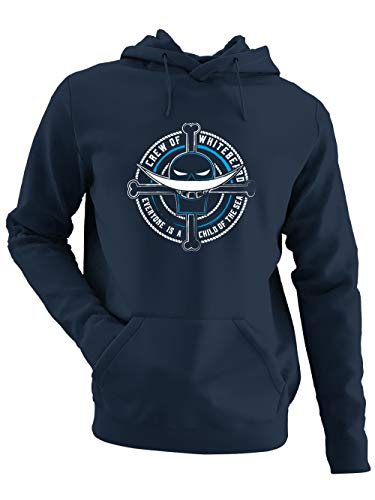 clothinx Crew of Whitebeard Piraten Anime und Manga Design | Crossbone Newgate Freibeuter Schädel | Perfekt für Cosplay Fans und die nächste Convention Herren Kapuzen-Pullover Navy Gr. XL