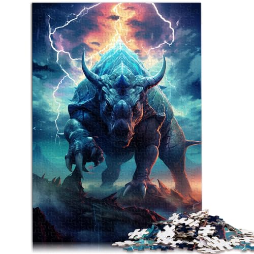 Puzzle Triceratops umgeben vom Sturm, Puzzles für Erwachsene, 1000 Puzzles, Holzpuzzle, Wanddekoration, einzigartige Geburtstags, 1000 Teile (50 x 75 cm)