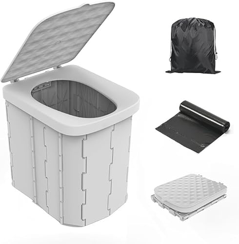 TiLLOw Tragbare Toilette Outdoor-Camping-Toilette Angeltoilette Wohnmobil-Toilette Faltbarer Toiletteneimer Tragbare Toilette Campingtoilette Camping-WC(Grau)