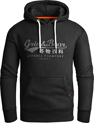 Grin&Bear Hoodie Herren Sweatshirt GEC704 Schwarz XXL