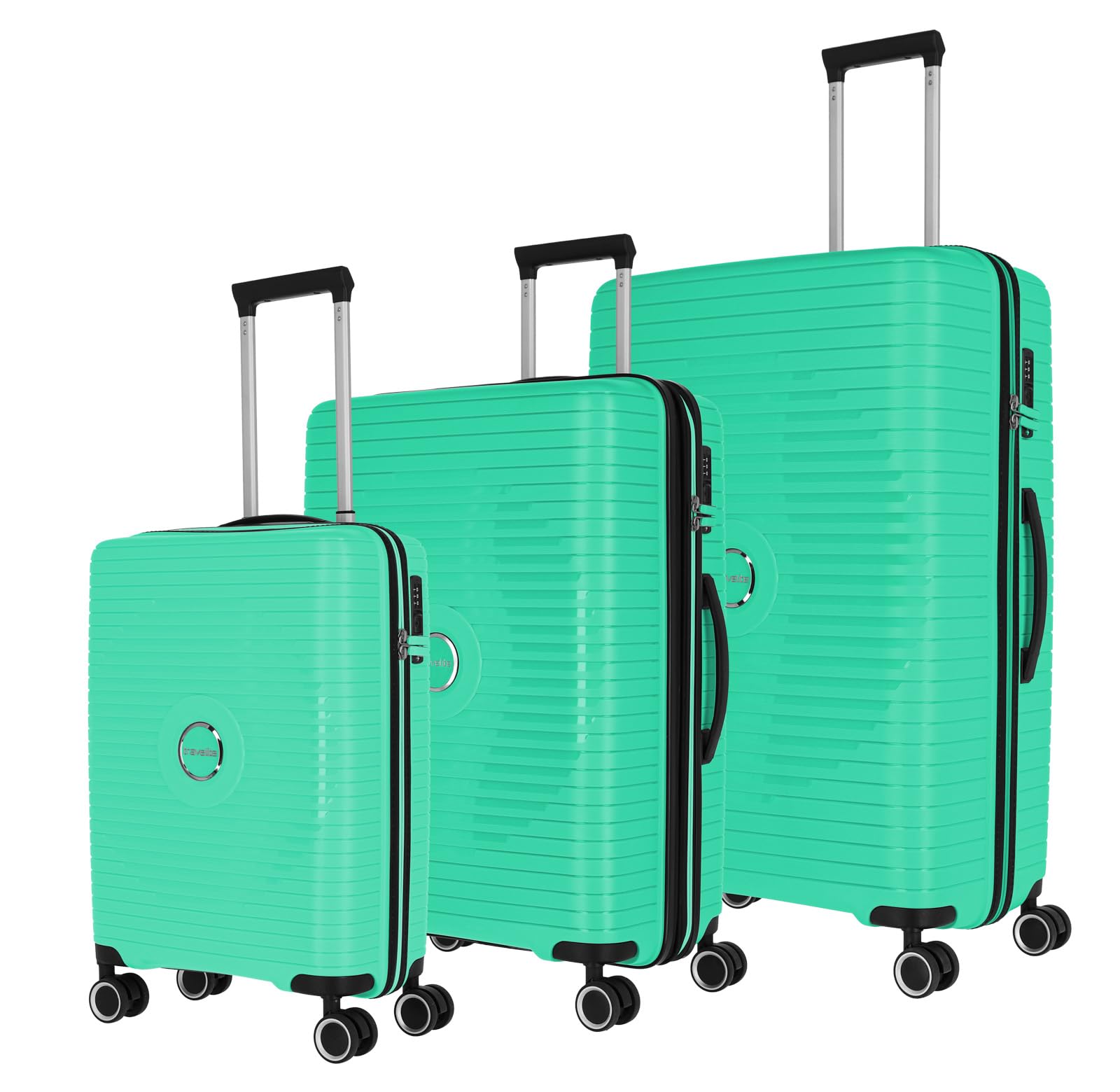 Travelite Hartschalen Handgepäck Koffer, 4 Rollen, ORBITA, Bordtrolley mit bruchsicherer Schale und praktischer Inneneinteilung, TSA Schloss, 55 cm, 37 Liter