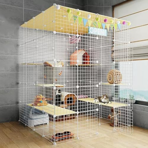 Laufstall für Katzenkäfige, Haustierkäfige für Katzen, große 2/3-stöckige Katzengehege, Katzenzwinger, DIY-Käfig aus Metalldrahtgitter, großer Übungsbereich, leicht zu reinigen (Fa