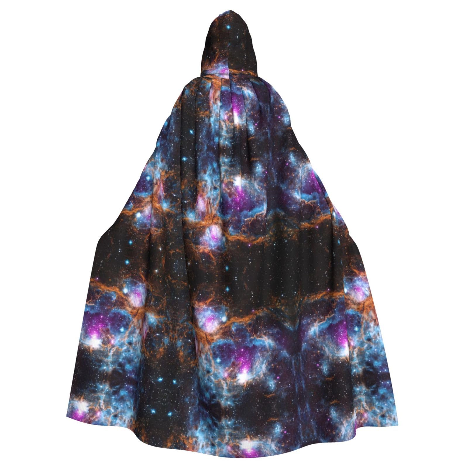 WURTON Universe Galaxy, Weltraum, voller Länge, Karnevals-Umhang mit Kapuze, Unisex, Cosplay-Kostüm, Umhang für Erwachsene, 185 cm