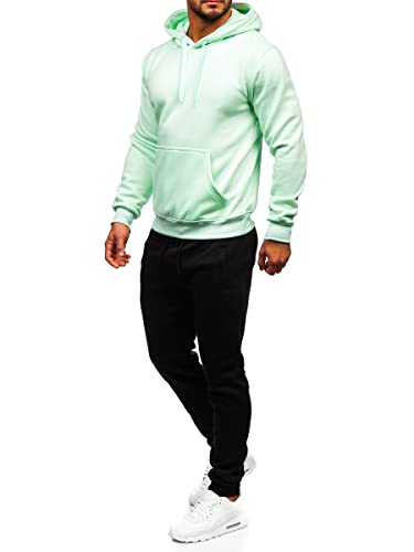 BOLF Herren Sportanzug Jogginganzug Trainingsanzüge Fitnessanzug Hoodie Kapuzenpullover Set Tracksuit Workout Sport Fitness für Running Yoga Gym Sportswear D002 Mint L [4D4]