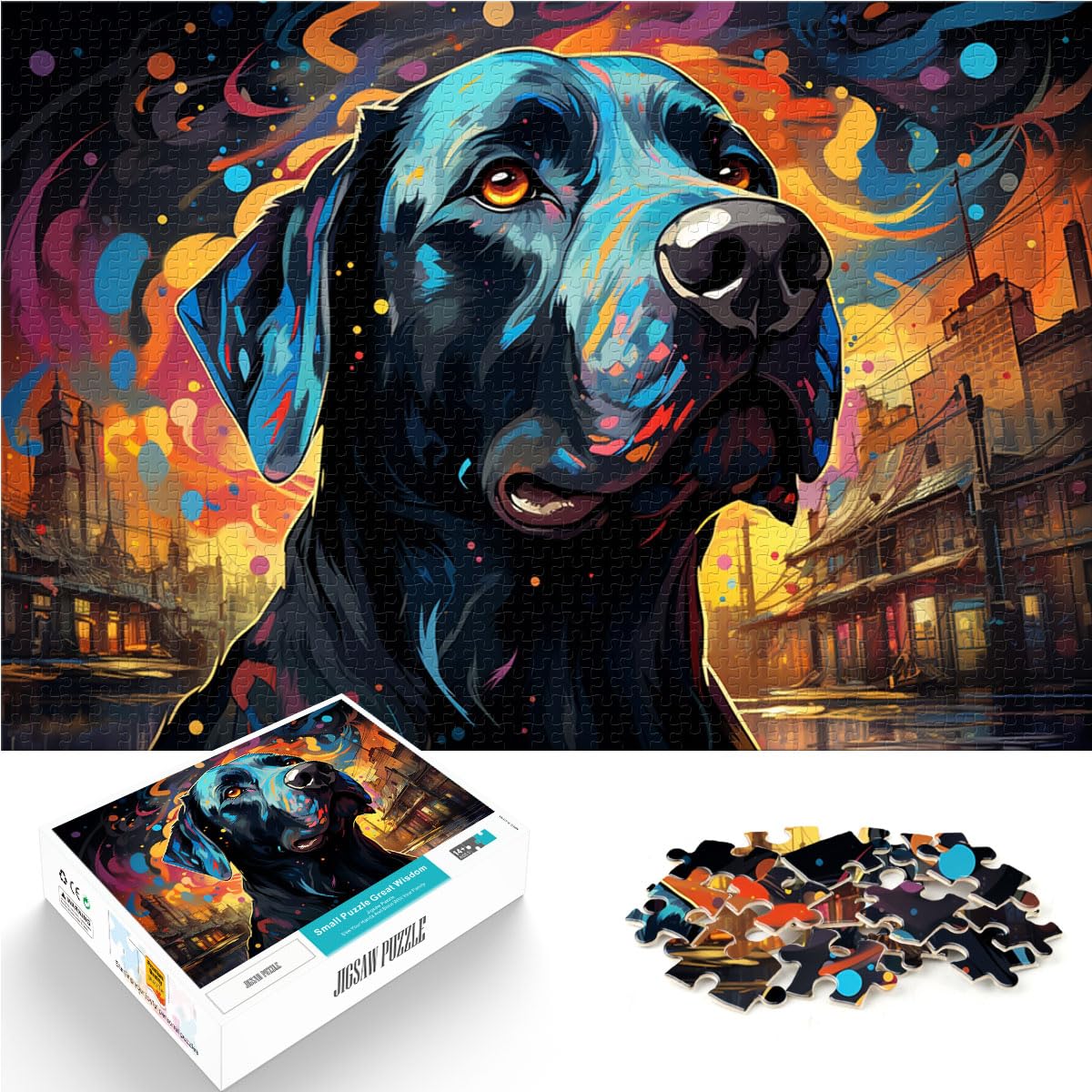 Puzzle-Geschenk, Fantasie, bunter Hund, 1000-teiliges Puzzle für Erwachsene, Holzpuzzle, Spielzeug, Puzzle, Lernspiele, Stressabbau-Puzzle, 1000 Teile (50 x 75 cm)