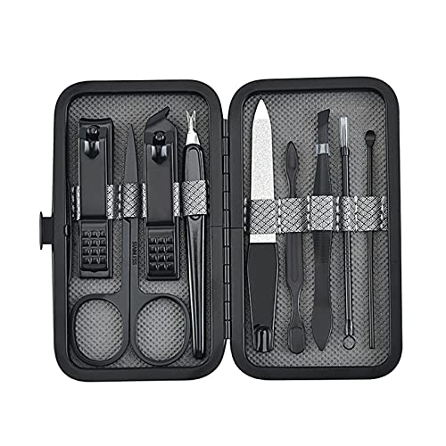 BONAD Zehennagelknipser 9 Teile/Satz Nagel Clippers Maniküre Pediküre Set Tragbare Reise Edelstahl Nagelschneider Werkzeug Kit Fingernagelanzug Nagelknipser-Set (Color : Grigio)