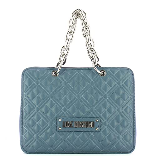 Love Moschino Damen Borsa Chunky Chain Quilting Denim Umhngetasche, Denimblau