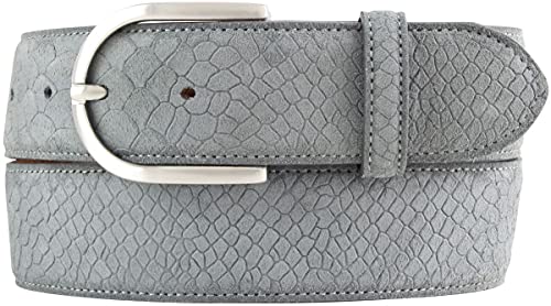 BELTINGER Damen-Gürtel mit Pythonprägung 4 cm | Leder-Gürtel für Damen 40mm Schlangen-Optik | Schlangen-Muster Python-Muster | Dunkelgrau 95cm