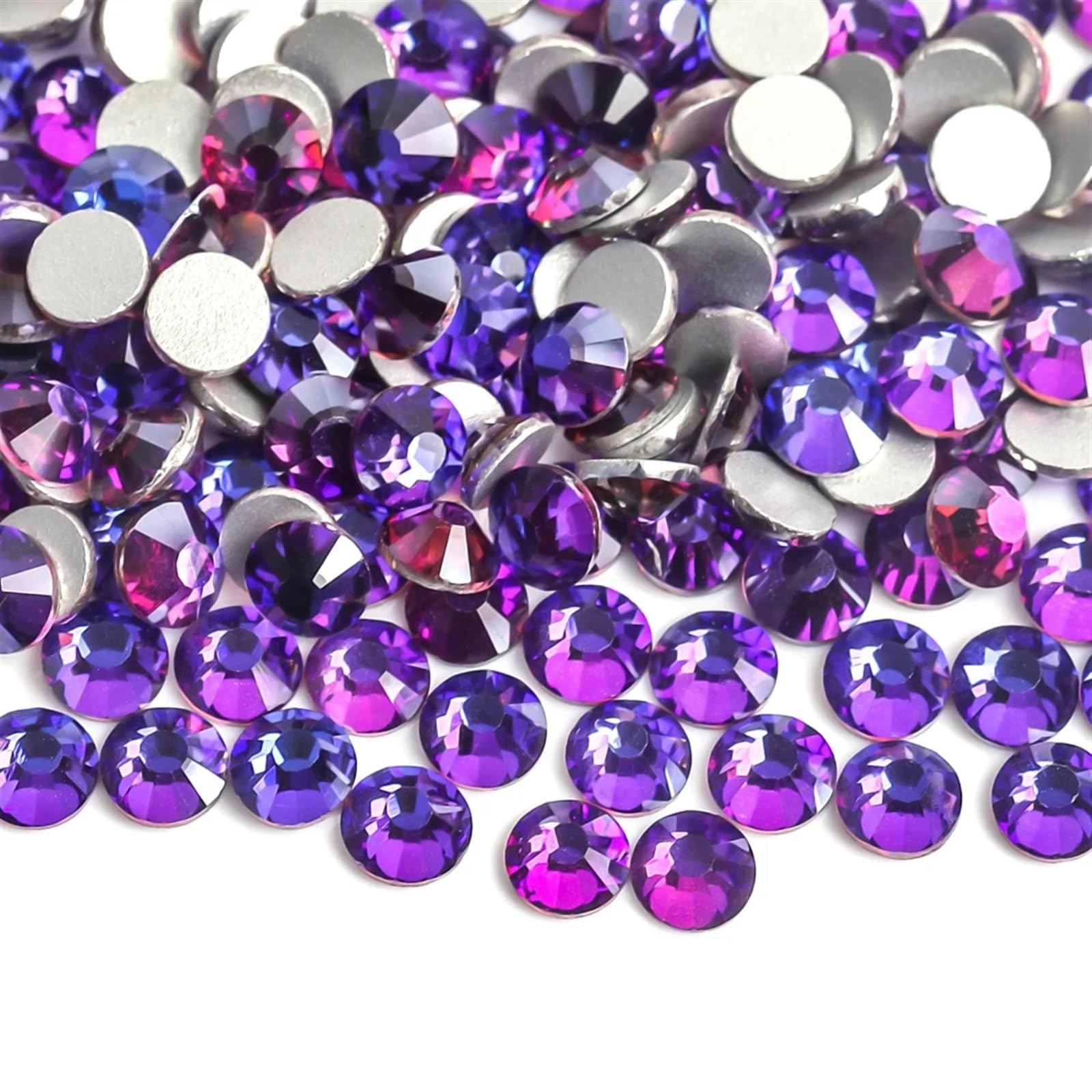 Bulk Flatback Strasssteine, Kristall Hotfix, 1440 Stück hell-dunkelrote Kristallglitzer-Strasssteine ​​für Nagelkunst, SS3–SS30, Glaskristall, nicht HotFix, Nagelkunst-Dekorationen(Purple Velvet,Mix s