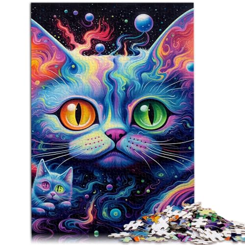 Puzzles für Erwachsene „Magic Art Cat“ 1000 Teile Puzzle-Geschenke aus Holz, lustige Aktivitäten zu Hause, Geburtstagsgeschenk, Reisegeschenke, 1000 Teile (50 x 75 cm)