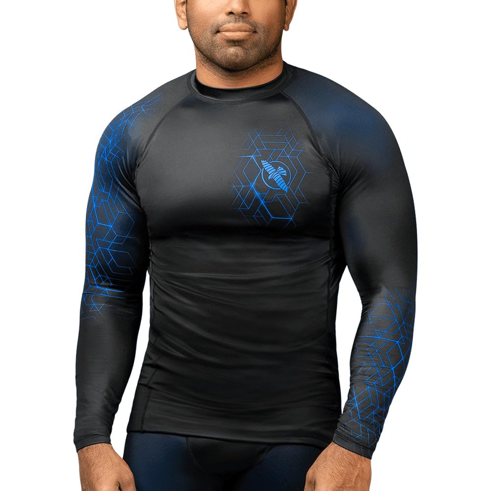 Hayabusa Geo Long Sleeve Rashguard - Zwart / Blauw