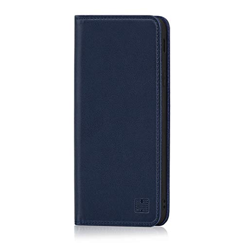 32nd Klassische Series - Lederhülle Case Cover für Samsung Galaxy J4 Plus (2018), Echtleder Hülle Entwurf gemacht Mit Kartensteckplatz, Magnetisch und Standfuß - Marineblau