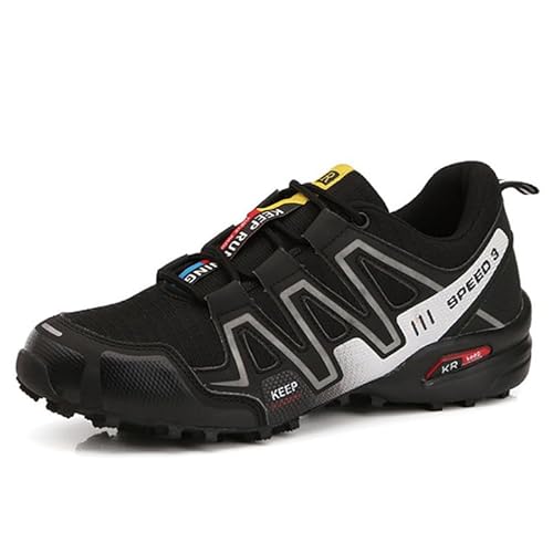 Fahrradschuhe für Herren und Damen, Rennradschuhe, Fahrradschuhe für Herren, Mountainbike, Schuhe für Mountainbikes, Schwarz/Weiß, 42 EU